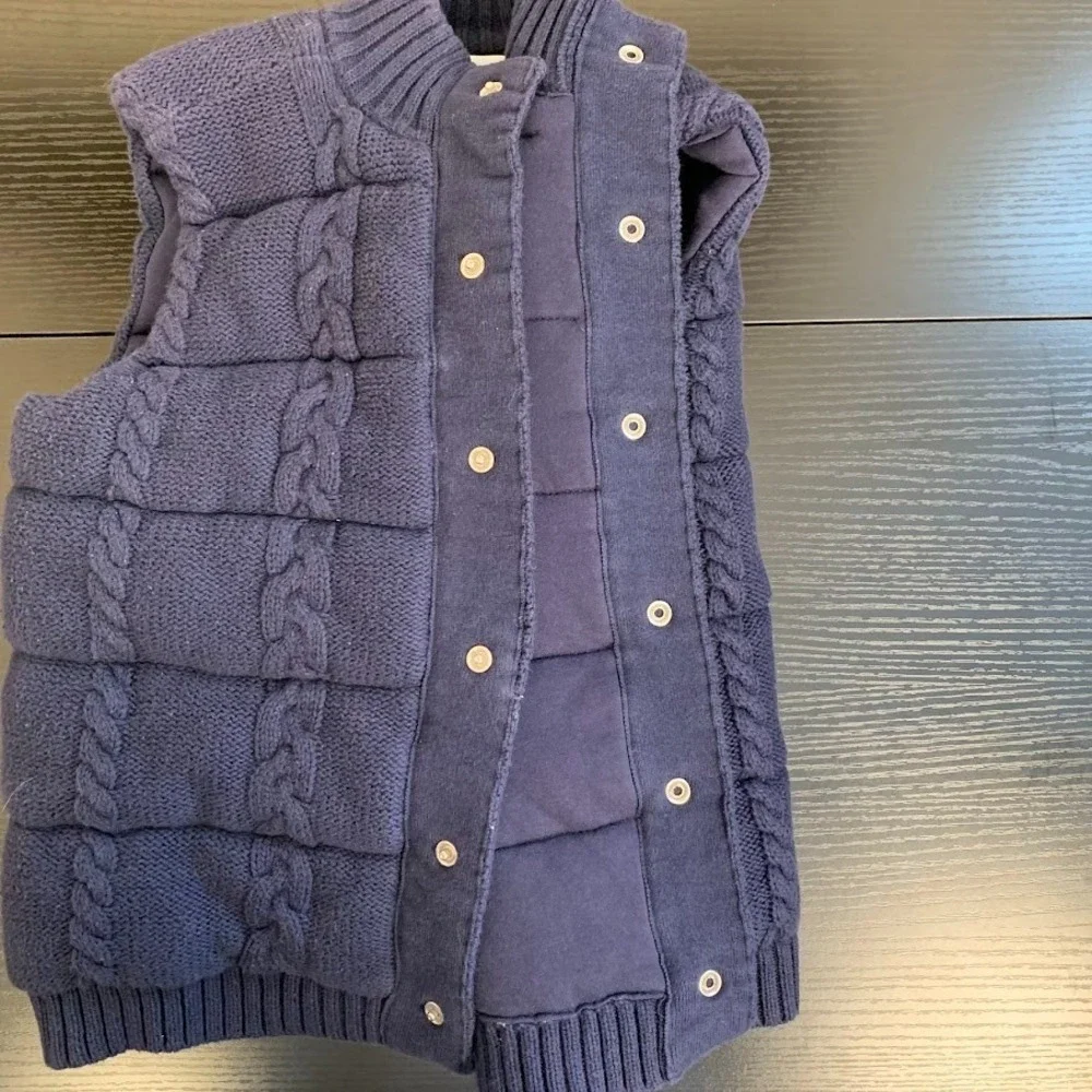 Janie and Jack Navy Blue Cable Knit Puffer Vest‎ Preppy Holiday Boys Youth 5-6